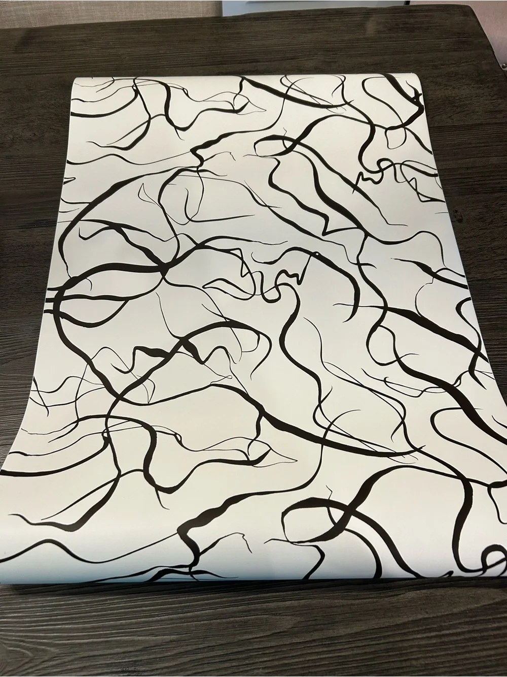 Threshold White and dark brown gestural line  Peel & Stick Wallpaper 27.5 sq ft